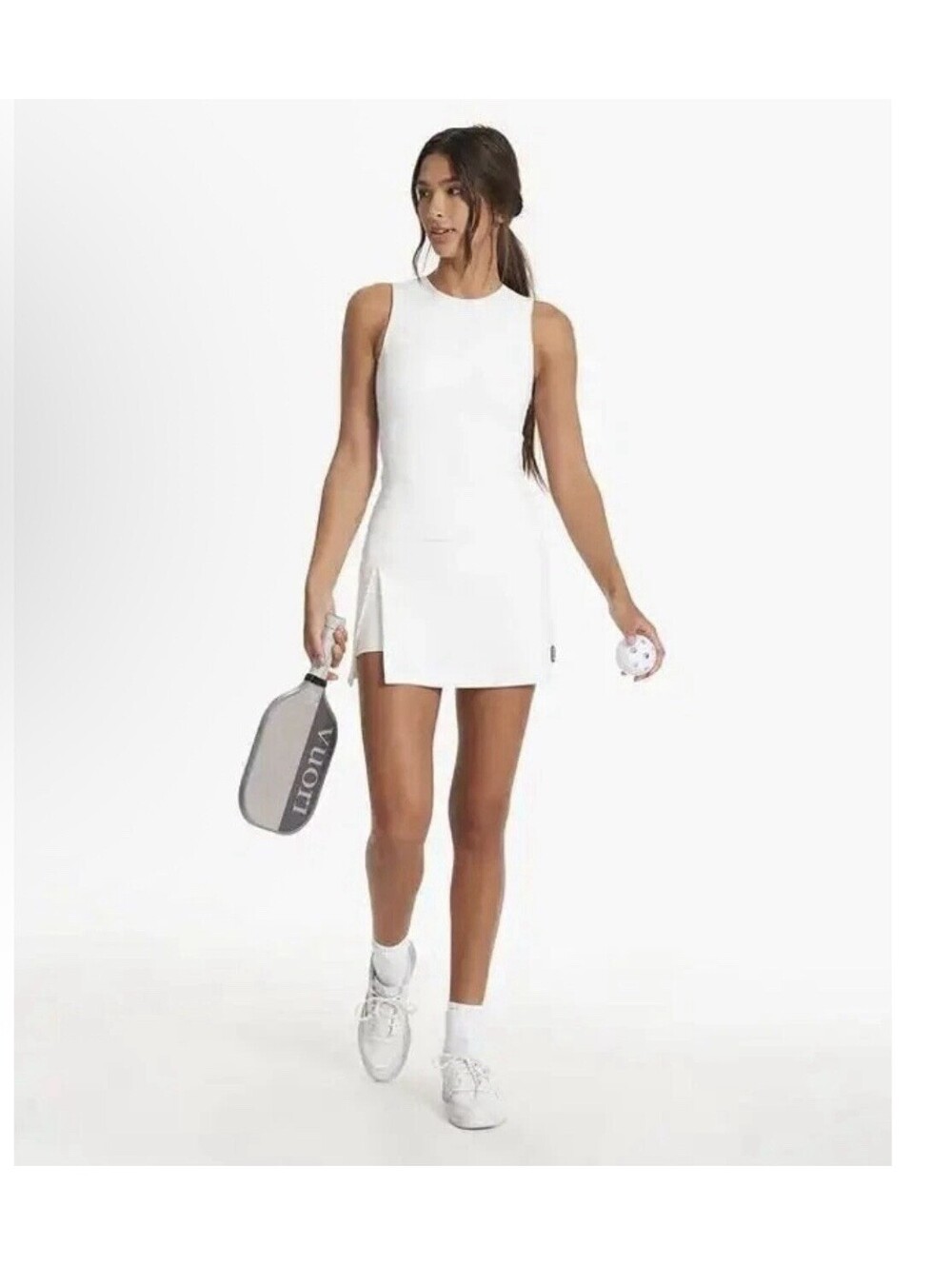 Vuori Top Spin Halter Dress in White Skort Women Small S #VW605